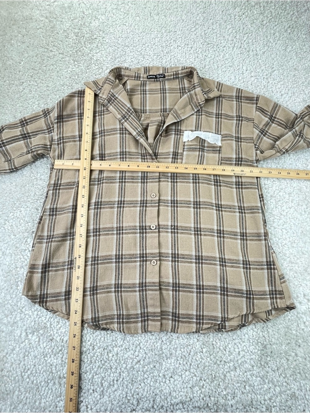 Upcycled Reworked Plaid Flannel. Fox Nature Plaid Shabby Chic Lace XL - Picture 9 of 9